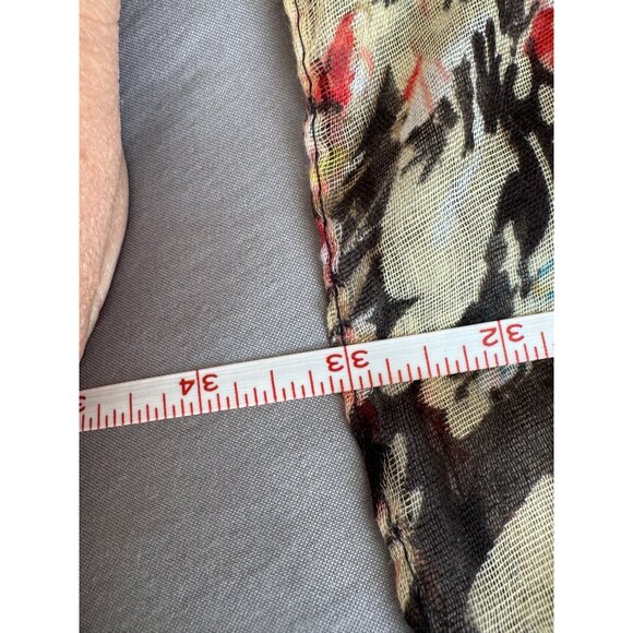 Floral & Bird Print Sheer Black Scarf Wrap Lightweight - Picture 4 of 6